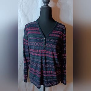 Chaps Denim Nordic Design Women's 1X Long Sleeve Tee Shirt